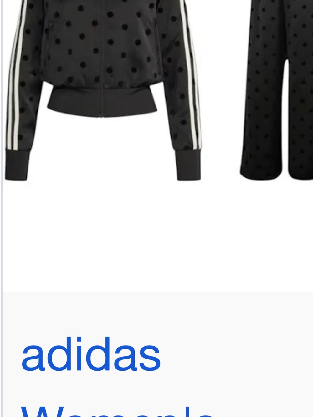 adidas Black Polka Dot Track Jacket with White Stripes - Picture 2 of 3